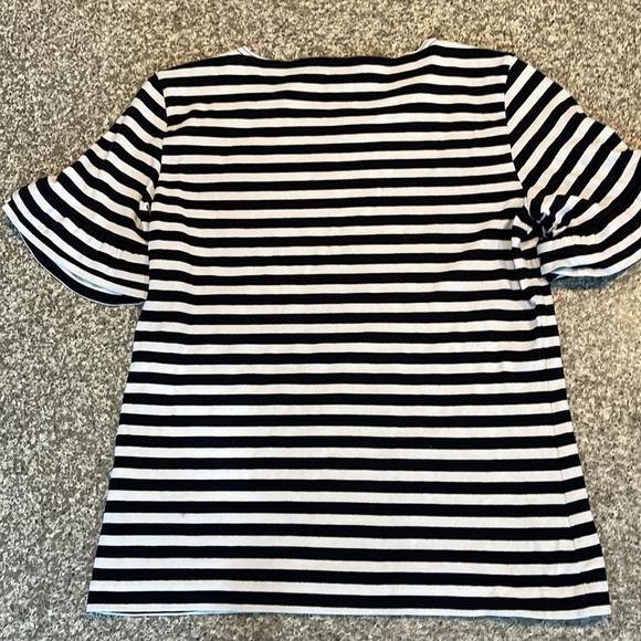 J. Crew ruffled sleeve cotton jersey striped tee size xs - Picture 4 of 4